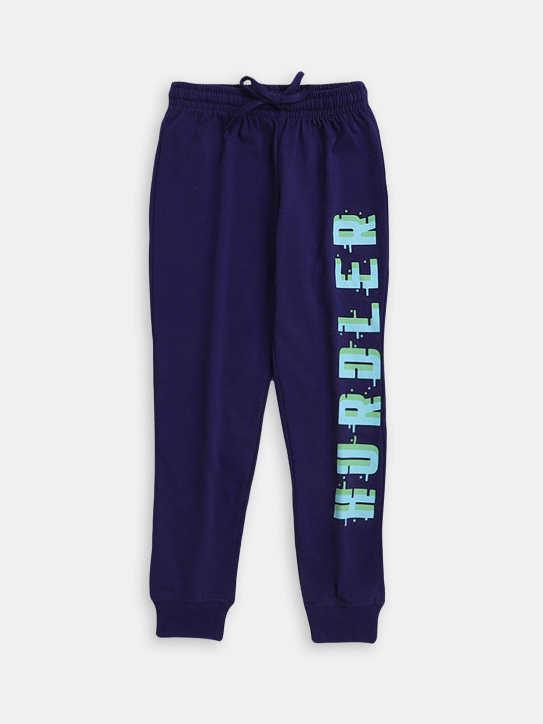 

Hopscotch Boys Printed Cotton Joggers, Navy blue