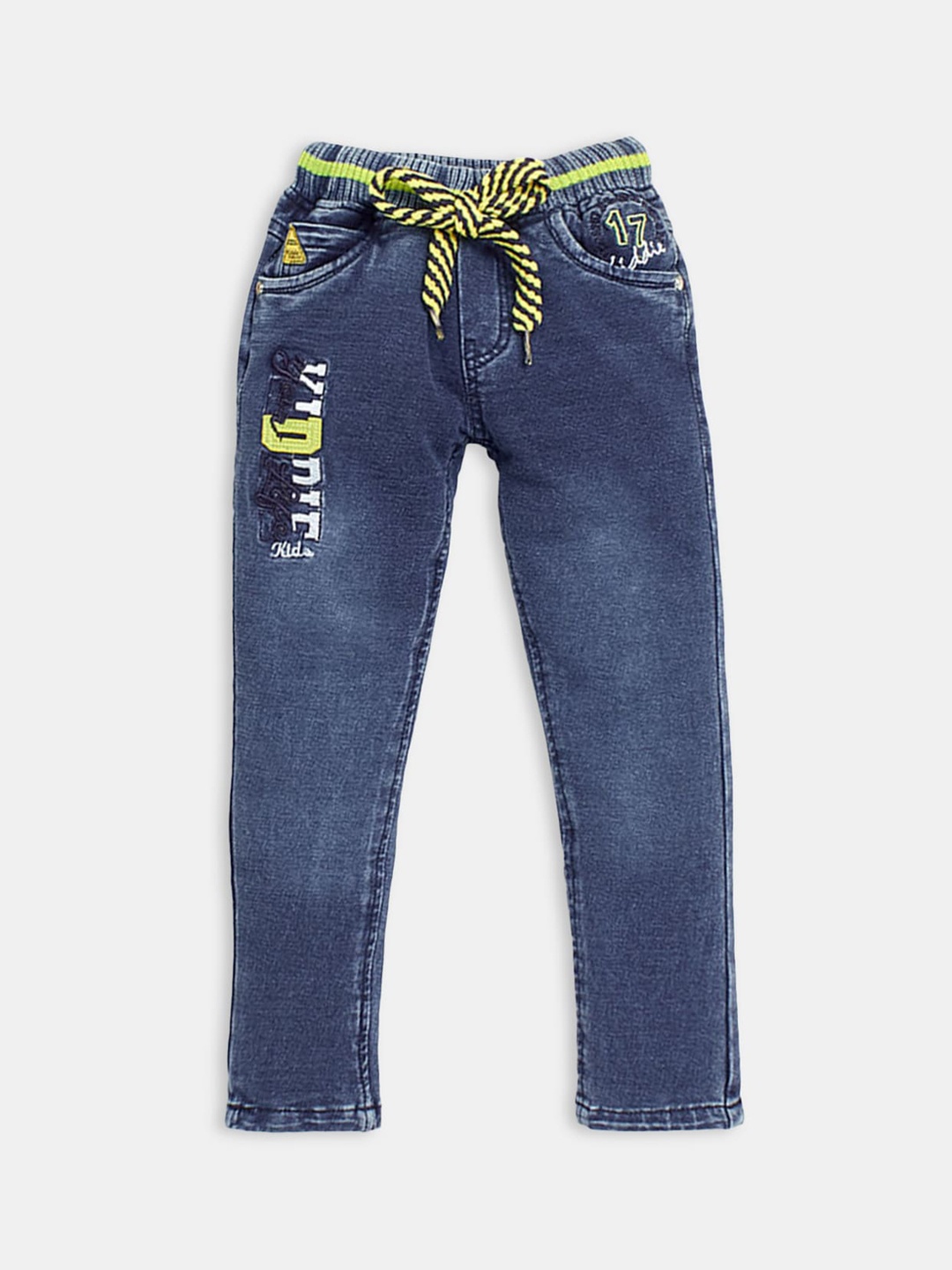 

Hopscotch Boys Comfort Fit Light Fade Embroidered Casual Jeans, Blue