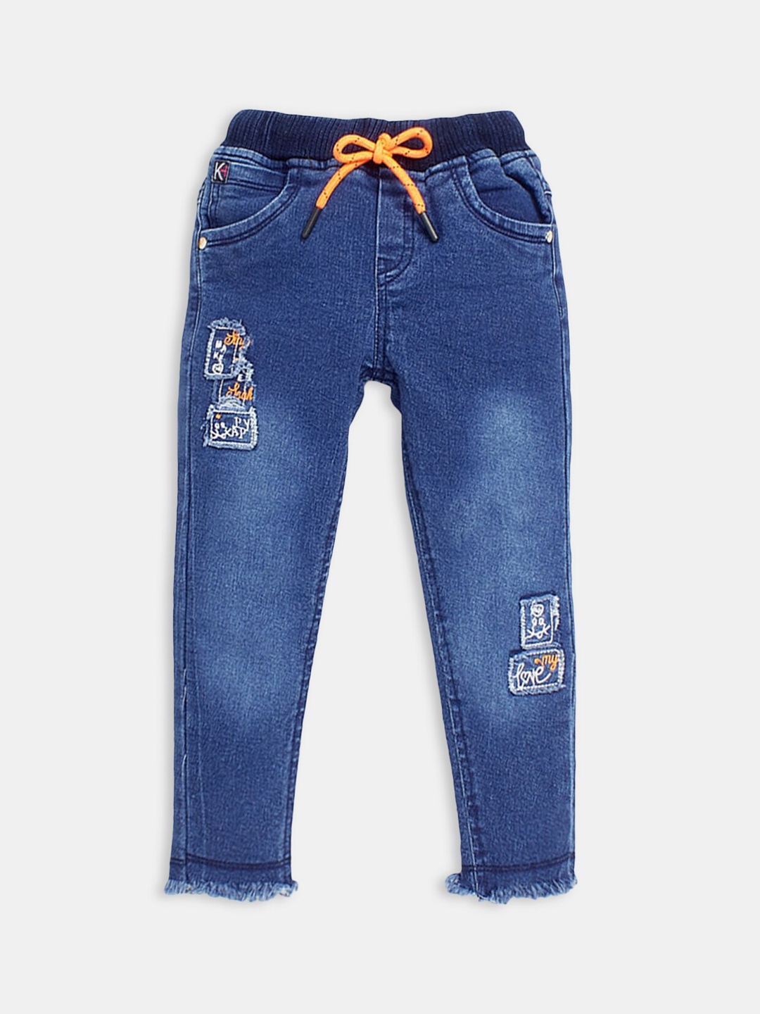 

Hopscotch Boys Comfort Fit Mid-Rise Embroidered Casual Jeans, Blue