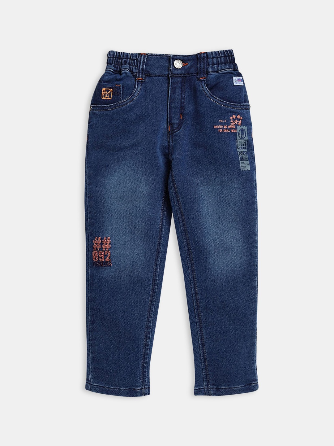 

Hopscotch Boys Comfort Light Fade Embroidered Cotton Jeans, Blue