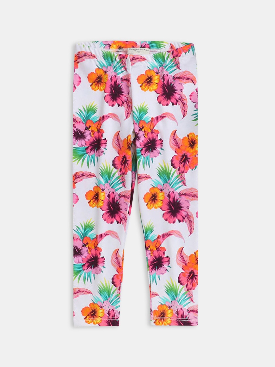 

Hopscotch Girls Floral Printed Ankle-Length Leggings, White