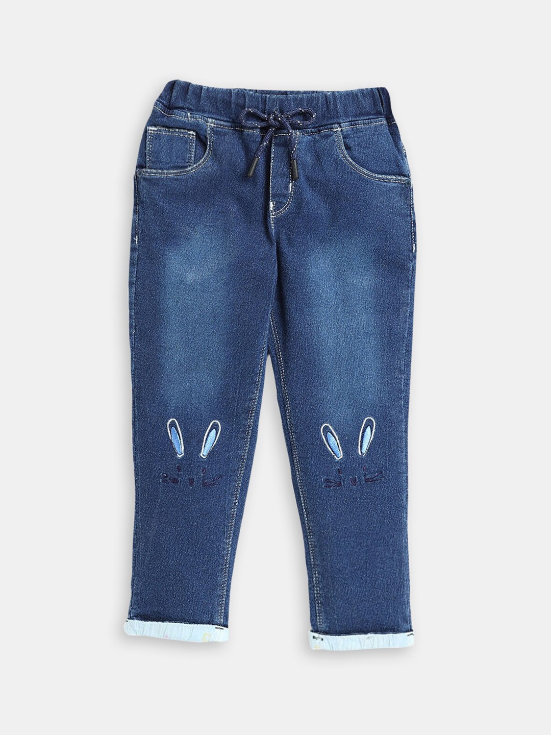 

Hopscotch Girls Comfort Light Fade Embroidered Cotton Jeans, Blue