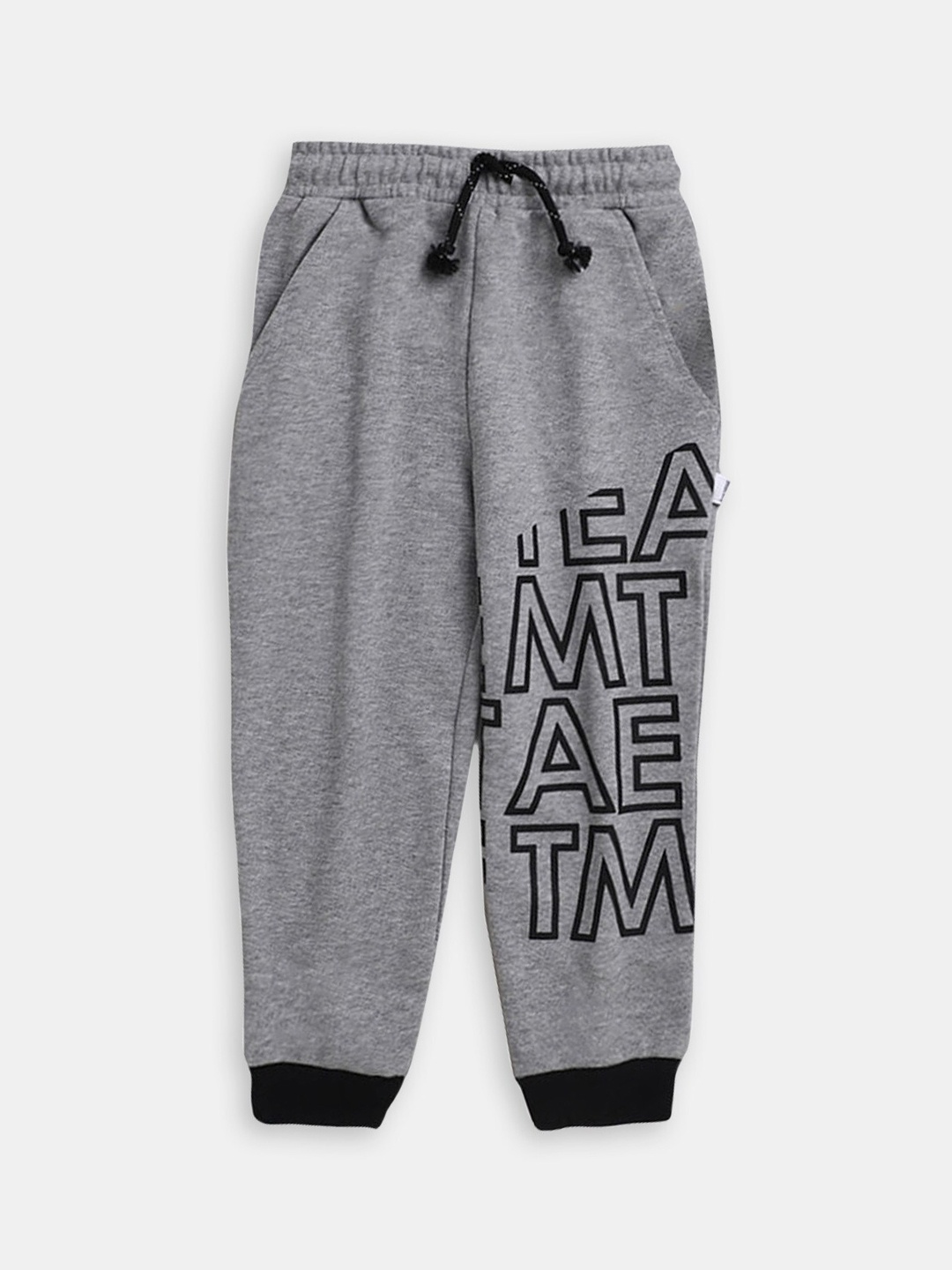 

Hopscotch Boys Typography Printed Joggers, Grey