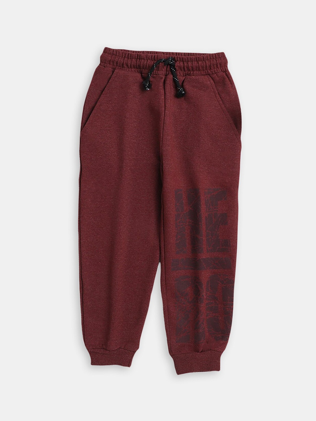 

Hopscotch Boys Typography Printed Joggers, Maroon