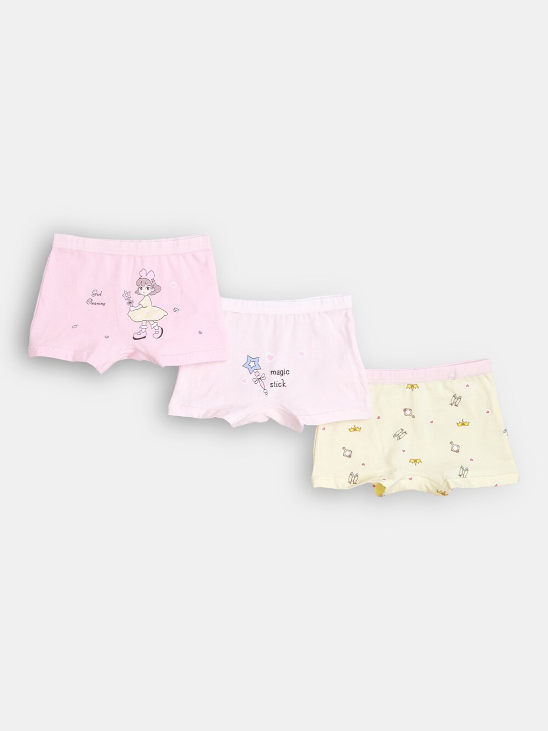 

Hopscotch Girls Pack Of 3 Self-Design Basic Briefs, Pink