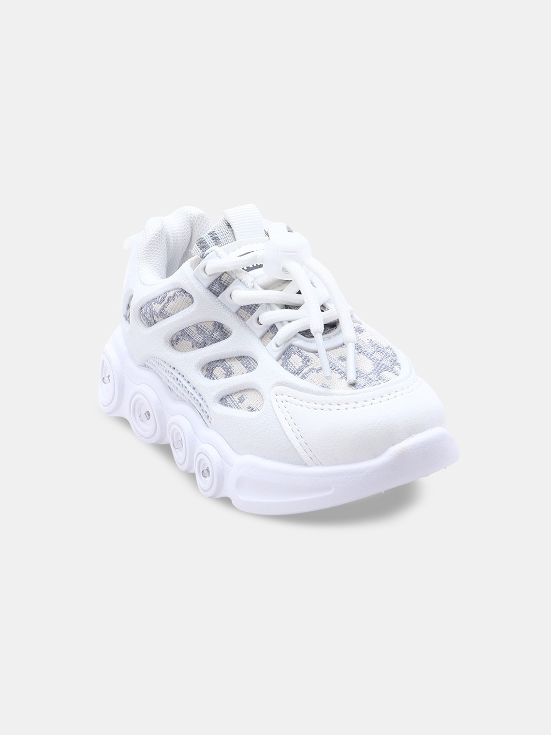 

Hopscotch Boys Woven Design Leather Sneakers, White