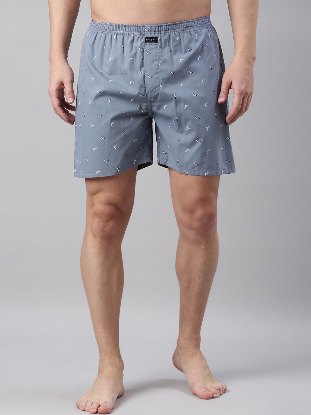 

Mast & Harbour Men Printed Pure Cotton Boxers, Grey