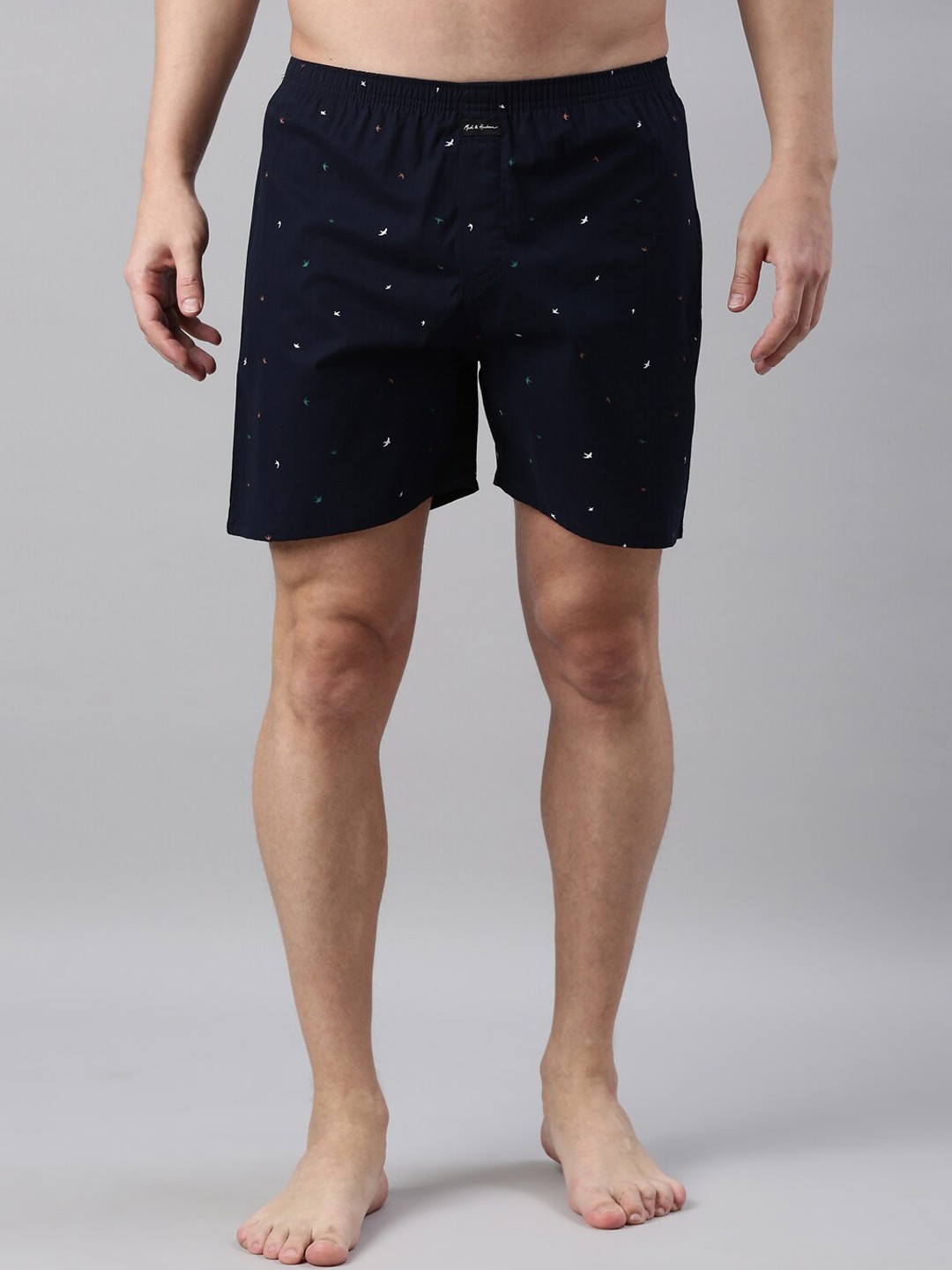 

Mast & Harbour Men Printed Pure Cotton Boxers, Navy blue