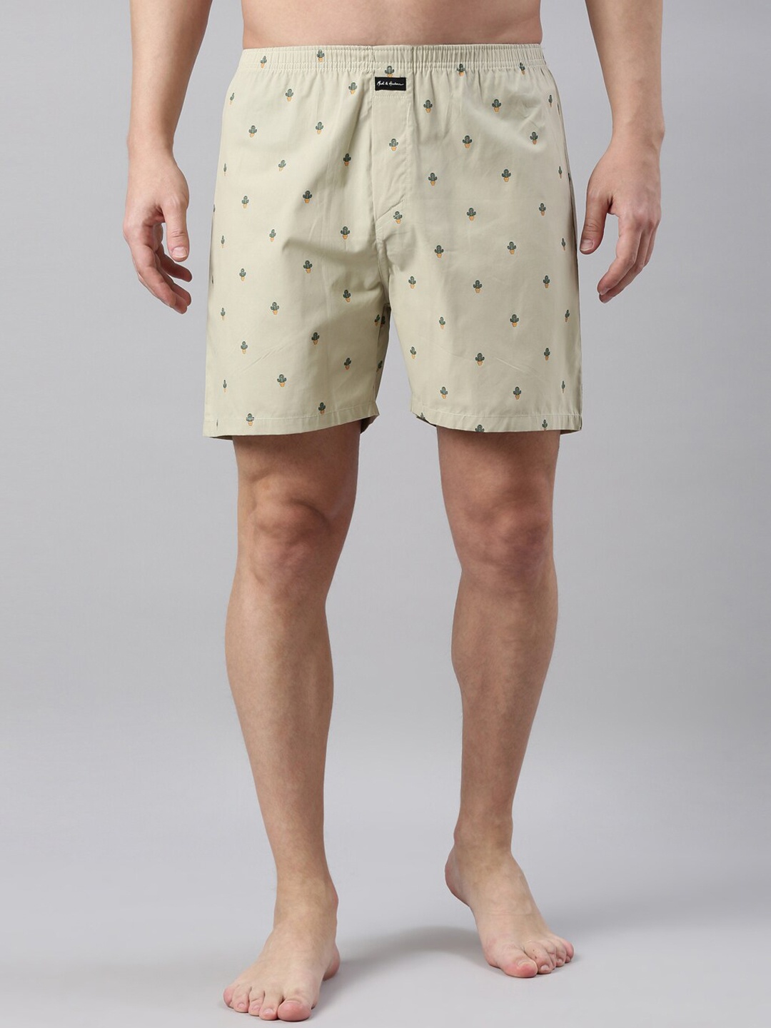 

Mast & Harbour Men Printed Pure Cotton Boxers, Beige