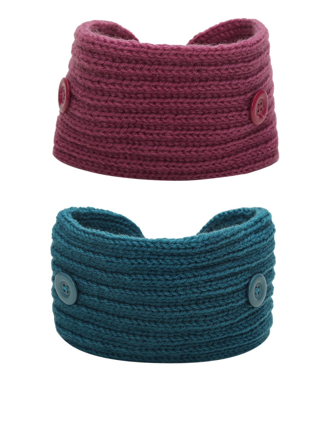 

EL REGALO Women Pack Of 2 Knitted Chill Wrap Headbands, Blue