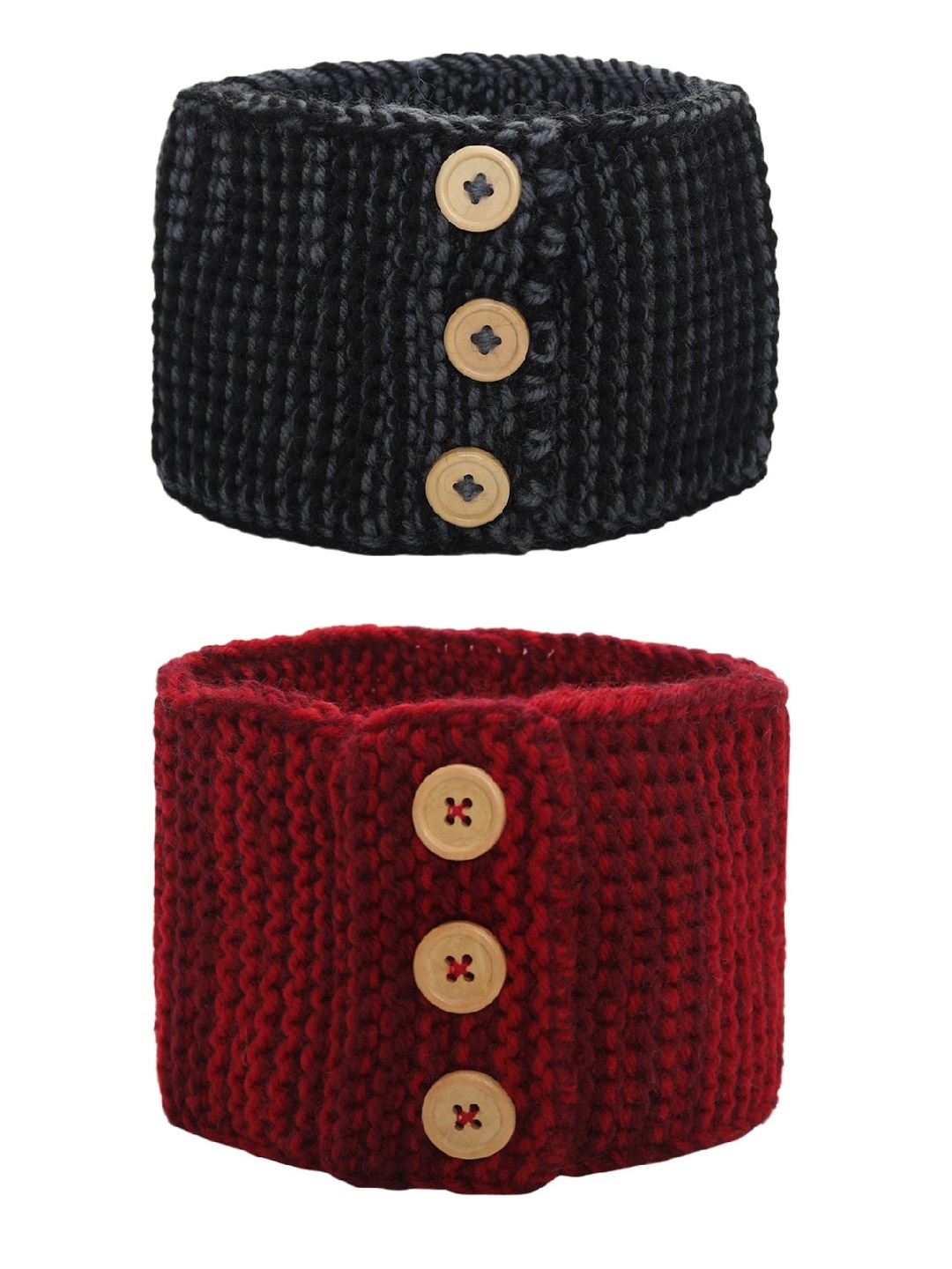 

EL REGALO Women Pack Of 2 Knitted Chill Wrap Headbands, Red