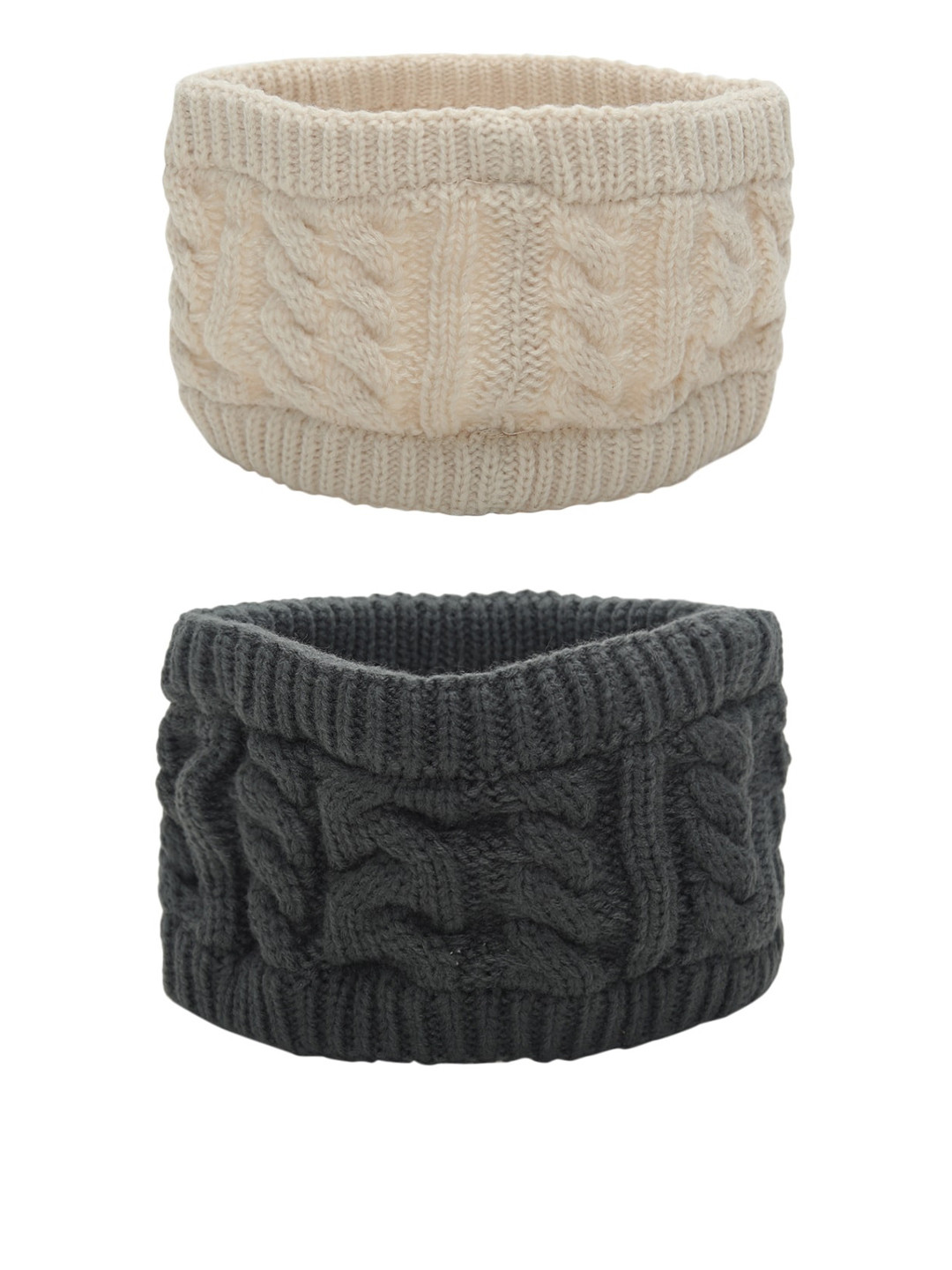 

EL REGALO Women Pack Of 2 Knitted Chill Wrap Headband, Grey