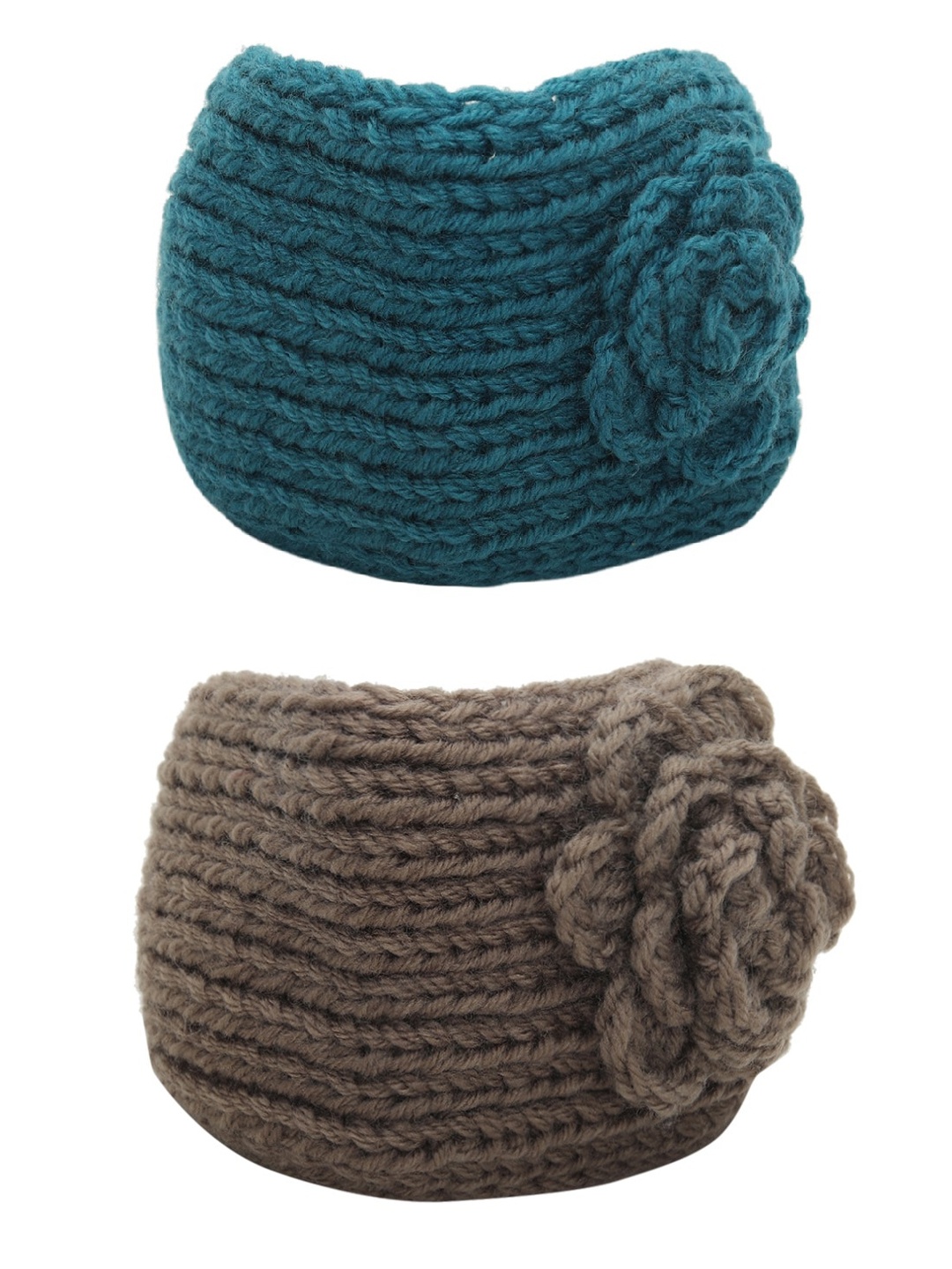 

EL REGALO Women Pack Of 2 Knitted Chill Wrap Headbands, Blue