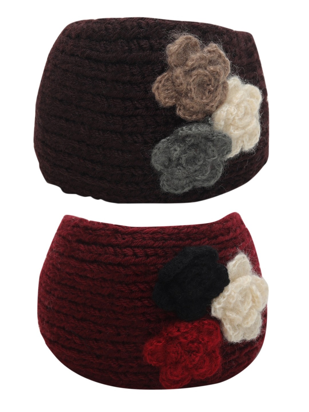 

EL REGALO Women Pack Of 2 Knitted Chill Wrap Headband, Maroon