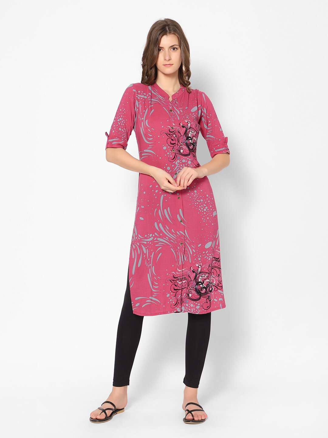 

Kiya Floral Printed Floral Kurta, Pink