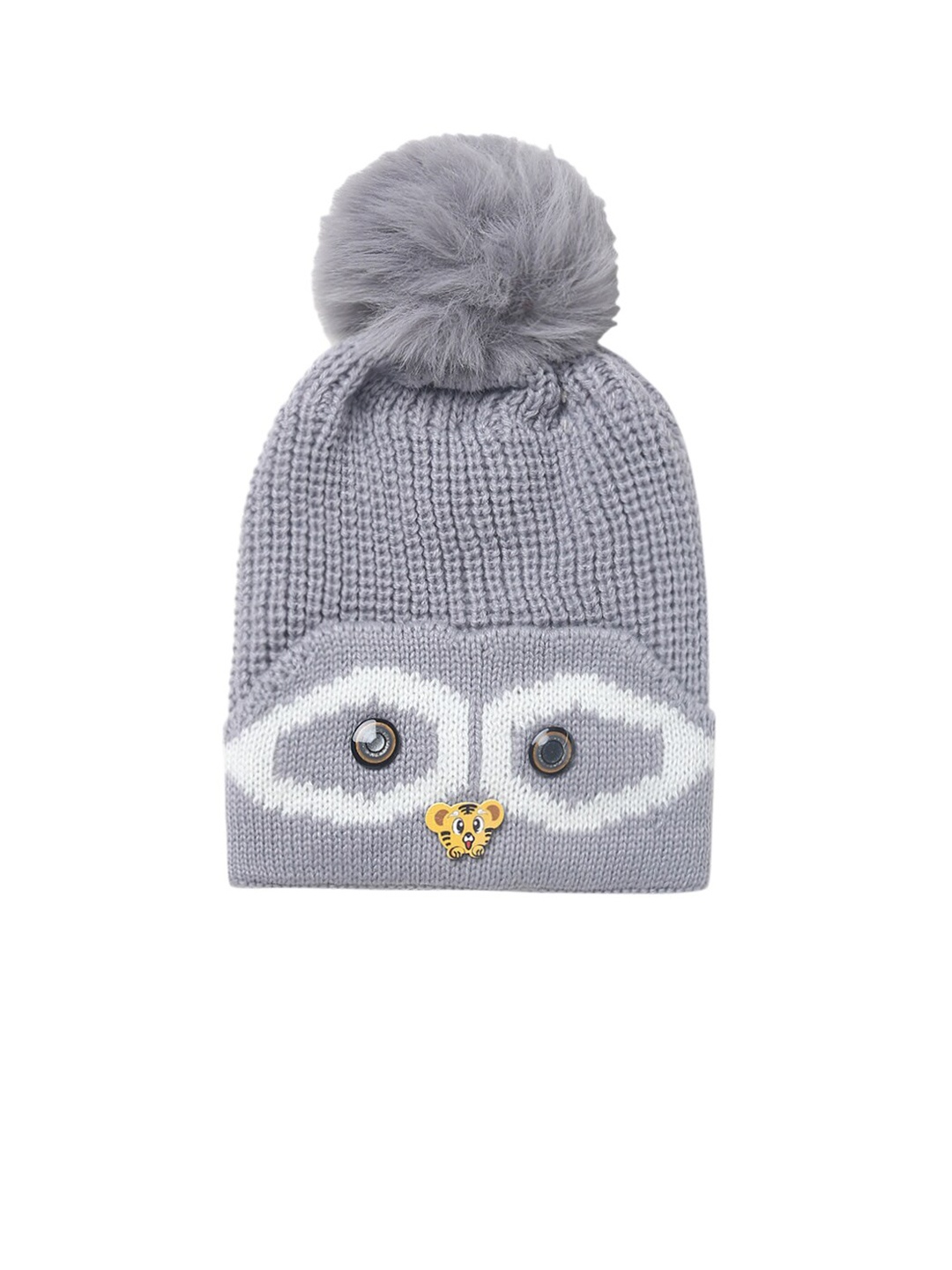 

EL REGALO Unisex Kids Grey & White Printed Beanie
