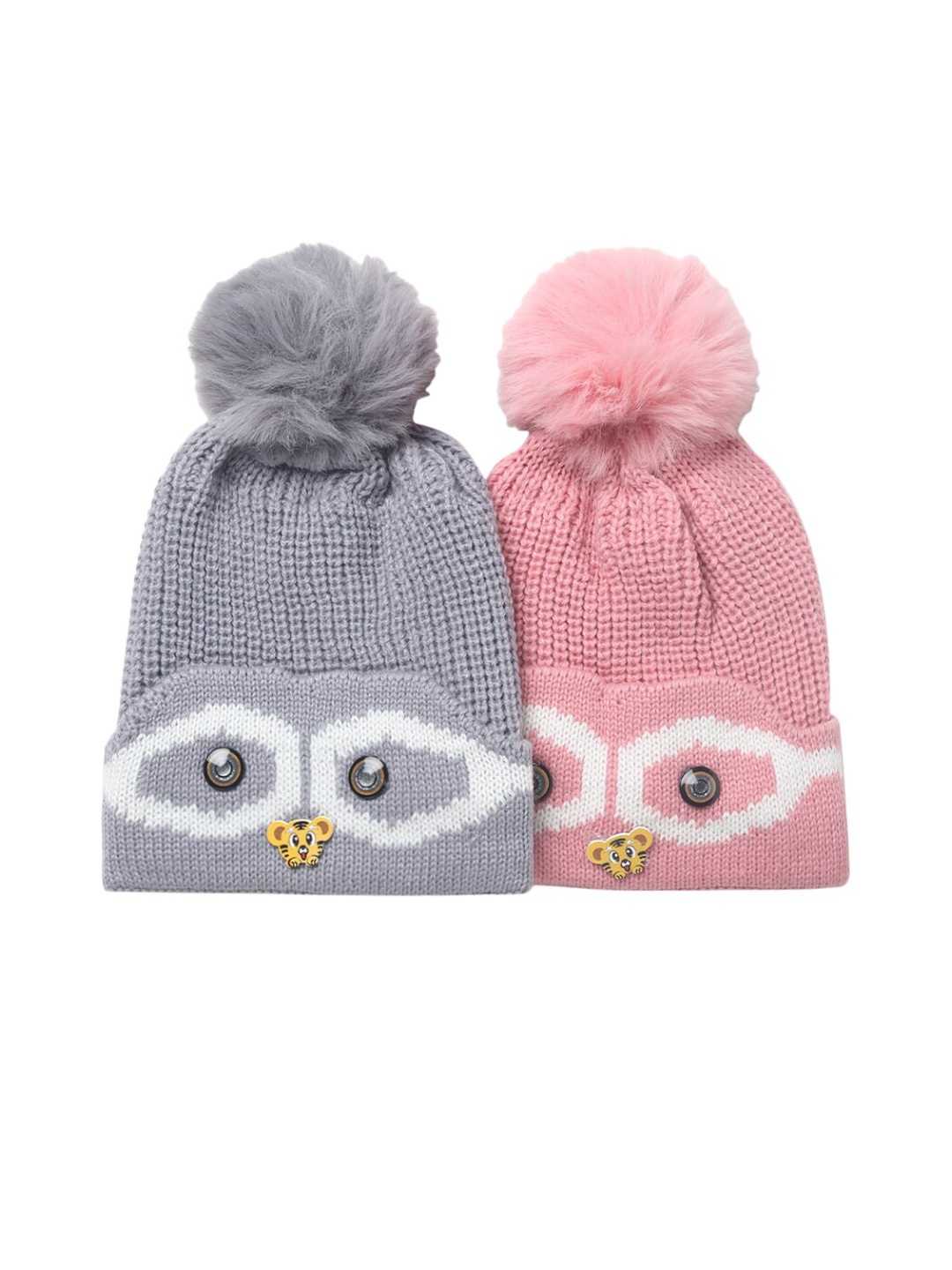 

EL REGALO Pack Of 2 Kids Printed Beanie, Grey