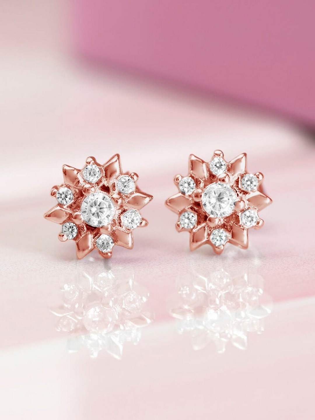 

Zavya Rose Gold & White Circular Studs Earrings