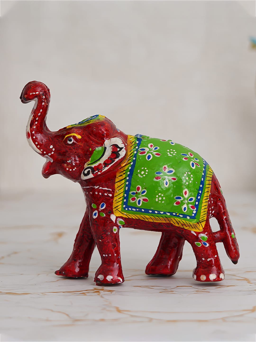 

eCraftIndia Red & Green Elephant Figure Showpiece