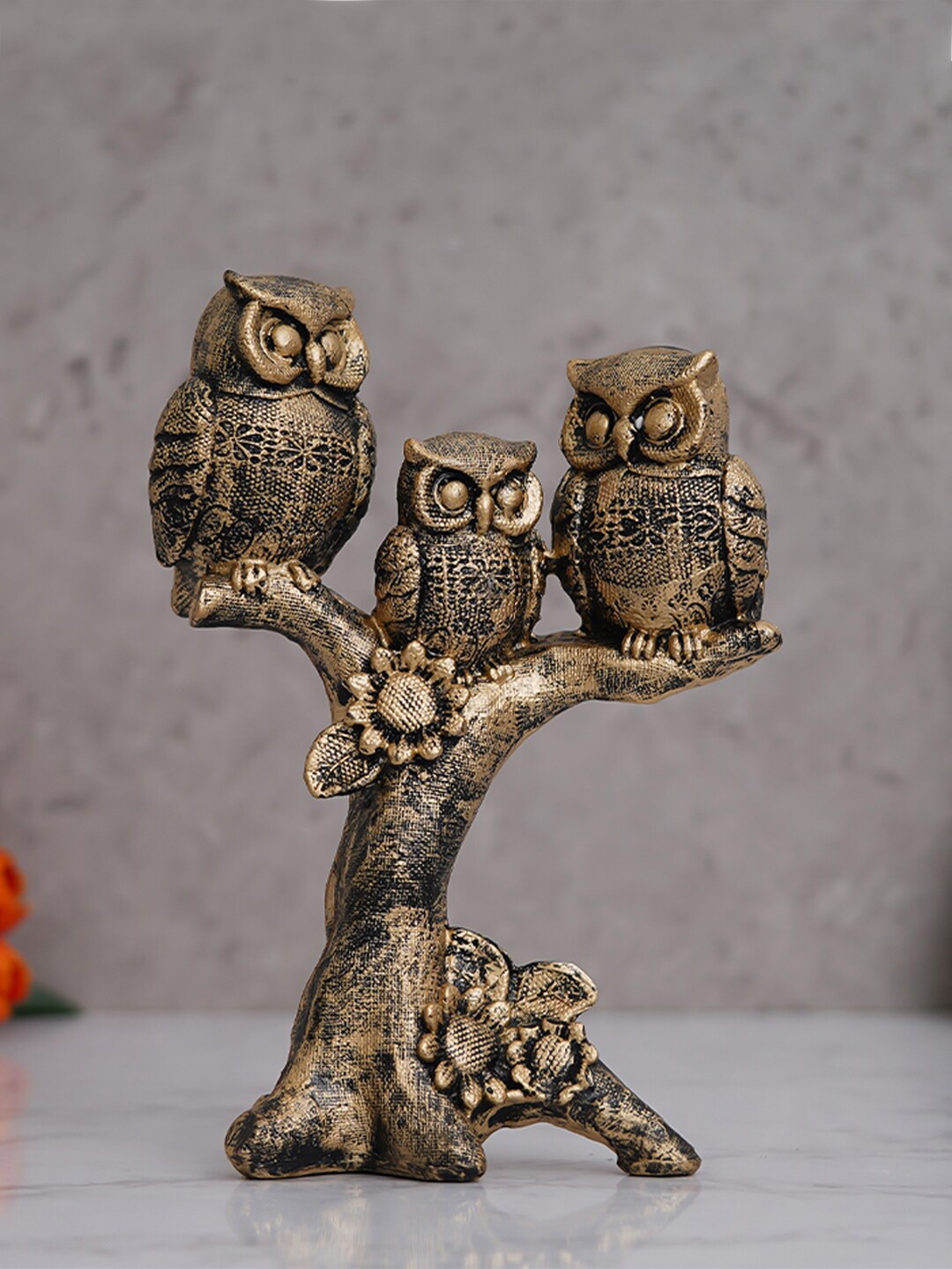 

eCraftIndia Gold-Toned Textured Birds Figurine Showpiece