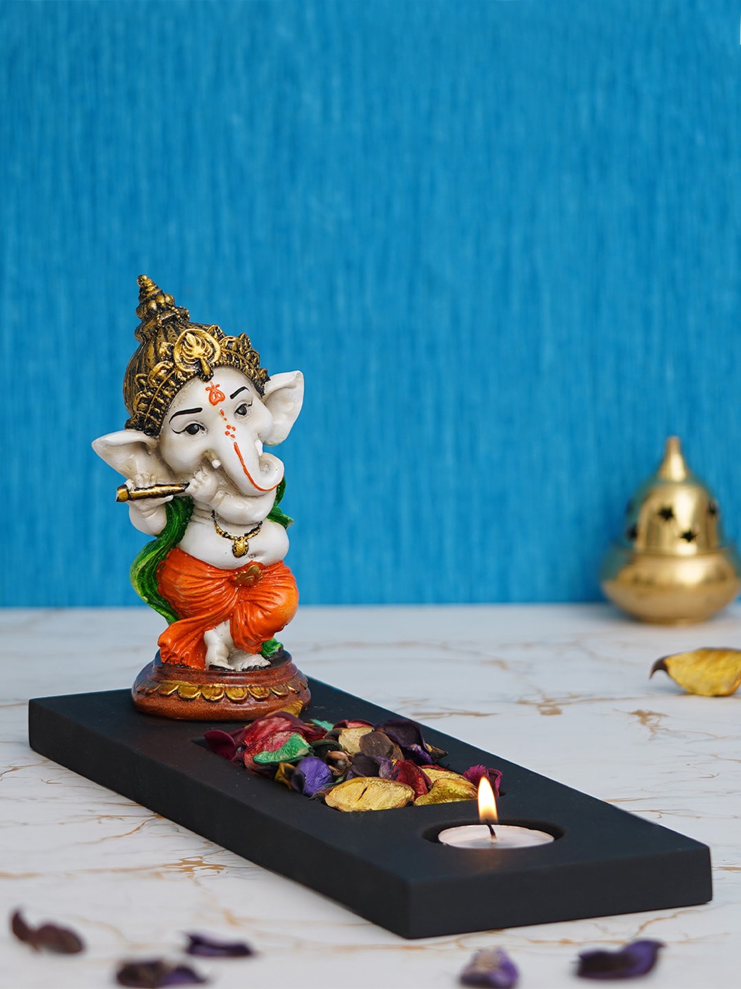 

eCraftIndia Black Showpiece Idol Tea Light Holder