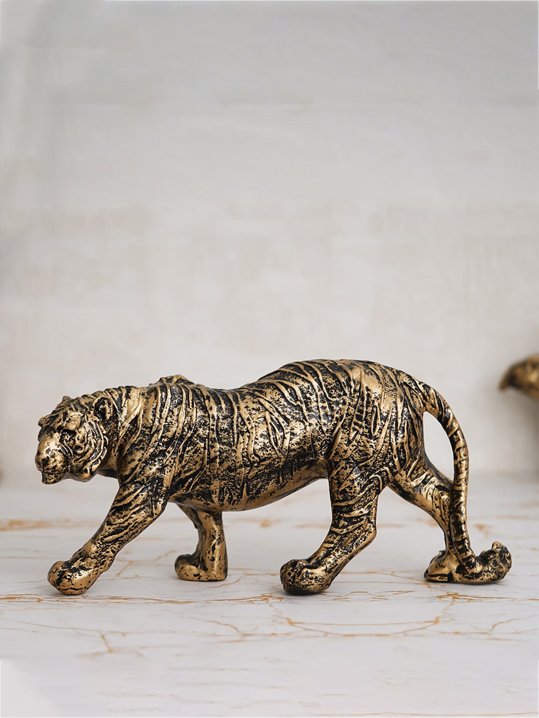 

eCraftIndia Gold Walking Tiger Figurine Showpiece