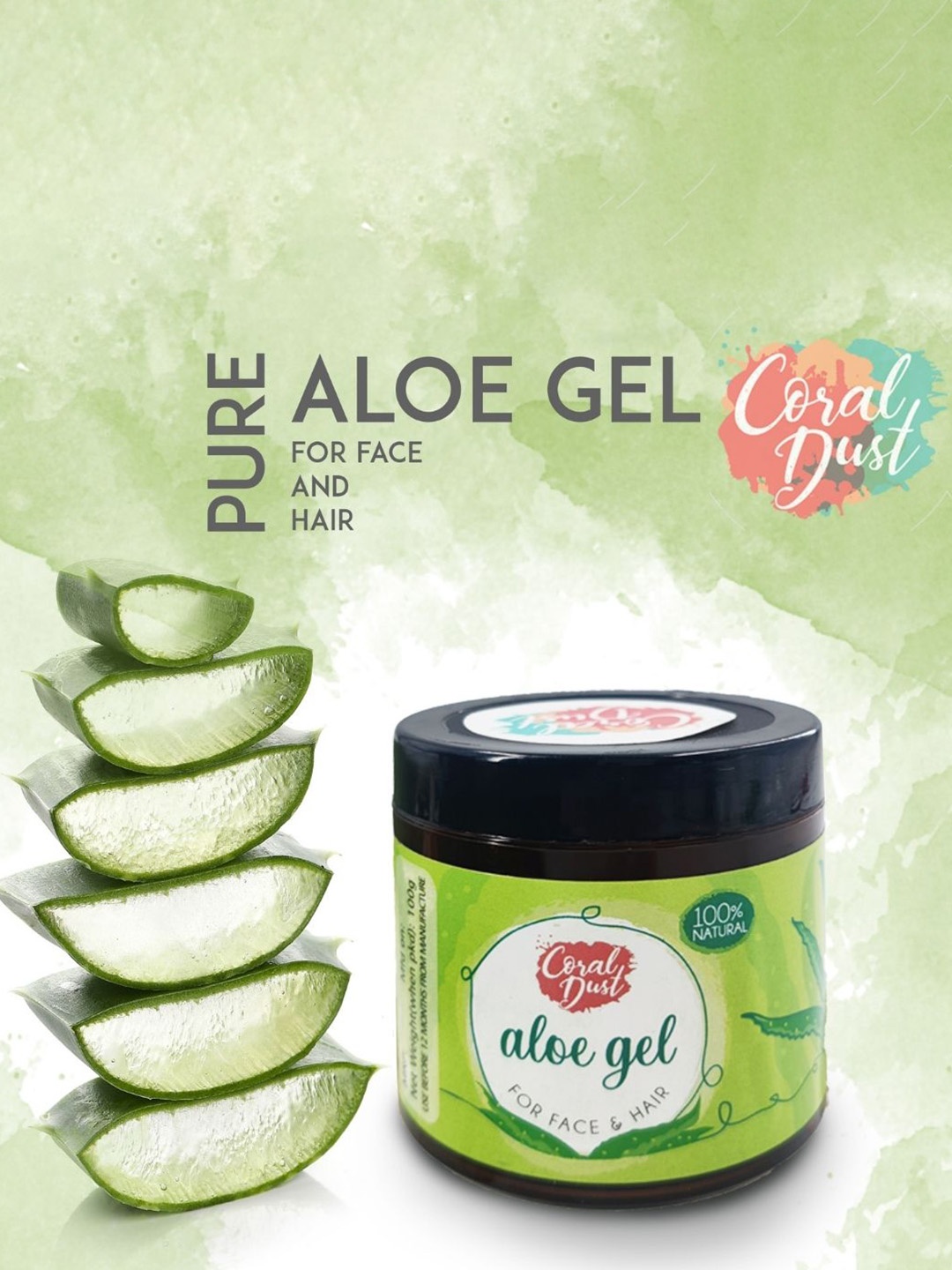 

Pure Aloe Gel Moisturizer For Skin & Hair 100 g, Transparent