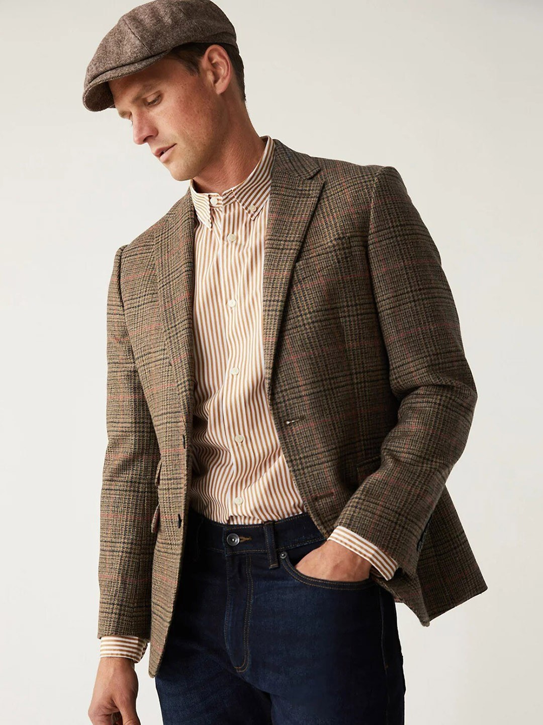 

Marks & Spencer Men Checked Single-Breasted Blazers, Brown
