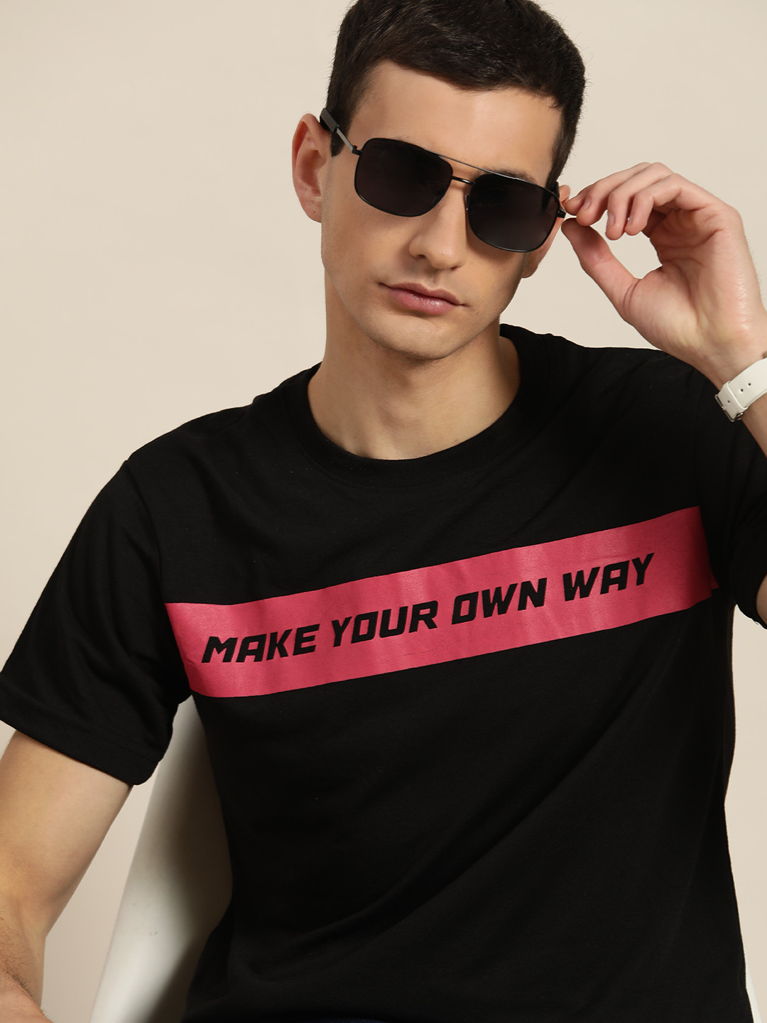 

Moda Rapido Men Typography Printed T-shirt, Black
