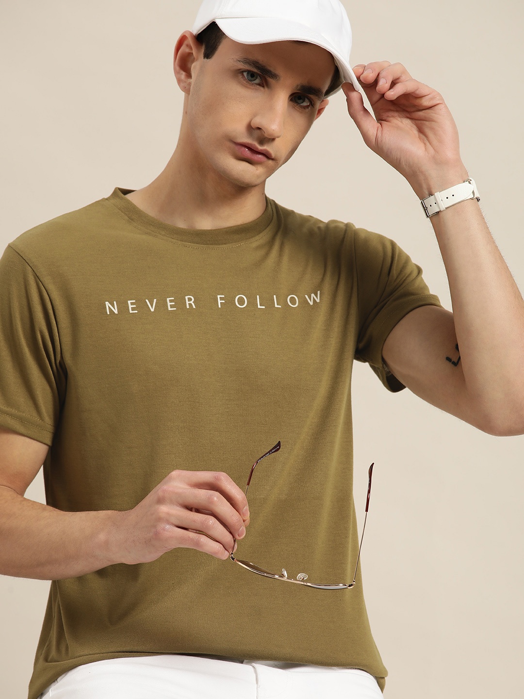 

Moda Rapido Men Typography Printed T-shirt, Olive