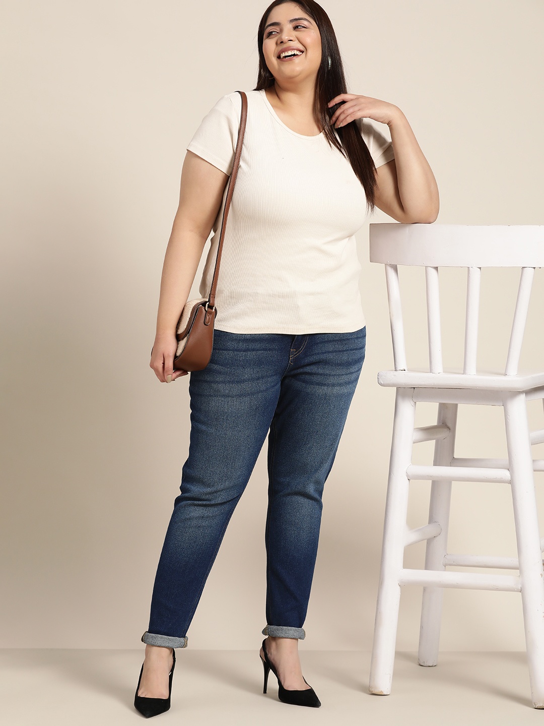 

Sztori Women Plus Size Skinny Fit Light Fade Jeans, Navy blue