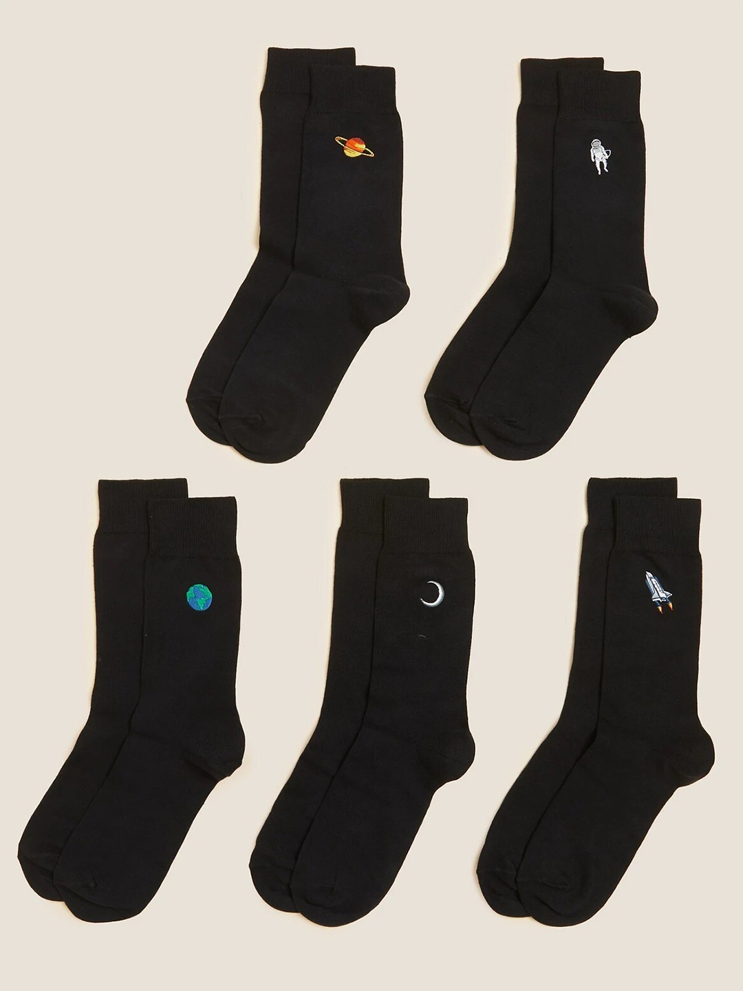 

Marks & Spencer Men Pack Of 5 Socks, Black