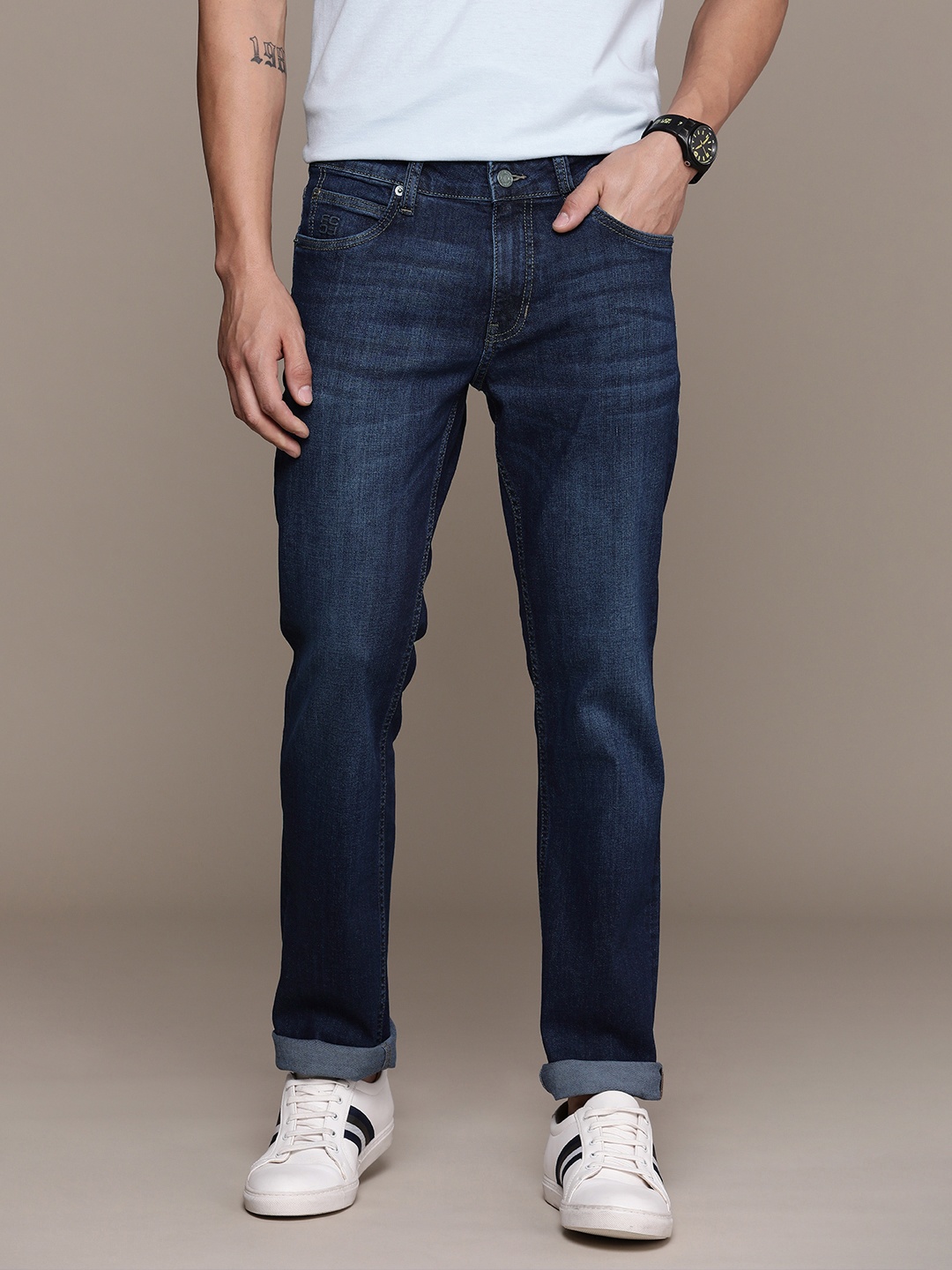 

French Connection Men Faded Jeans, Blue