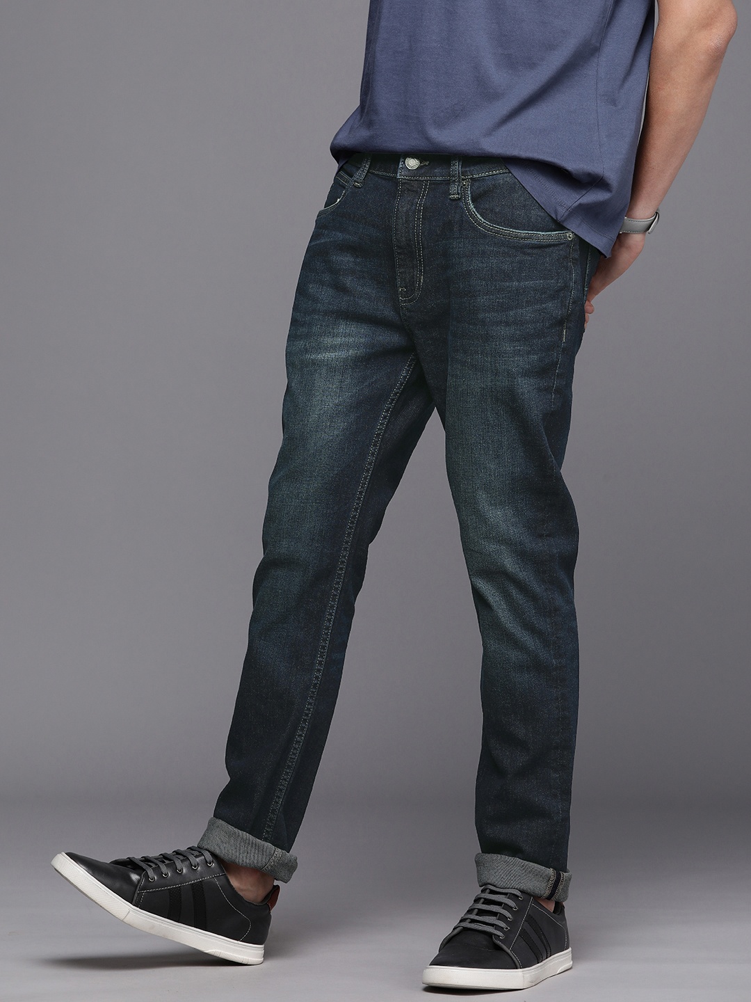 

French Connection Men Mid-Rise Slim Fit Light Fade Stretchable Jeans, Blue