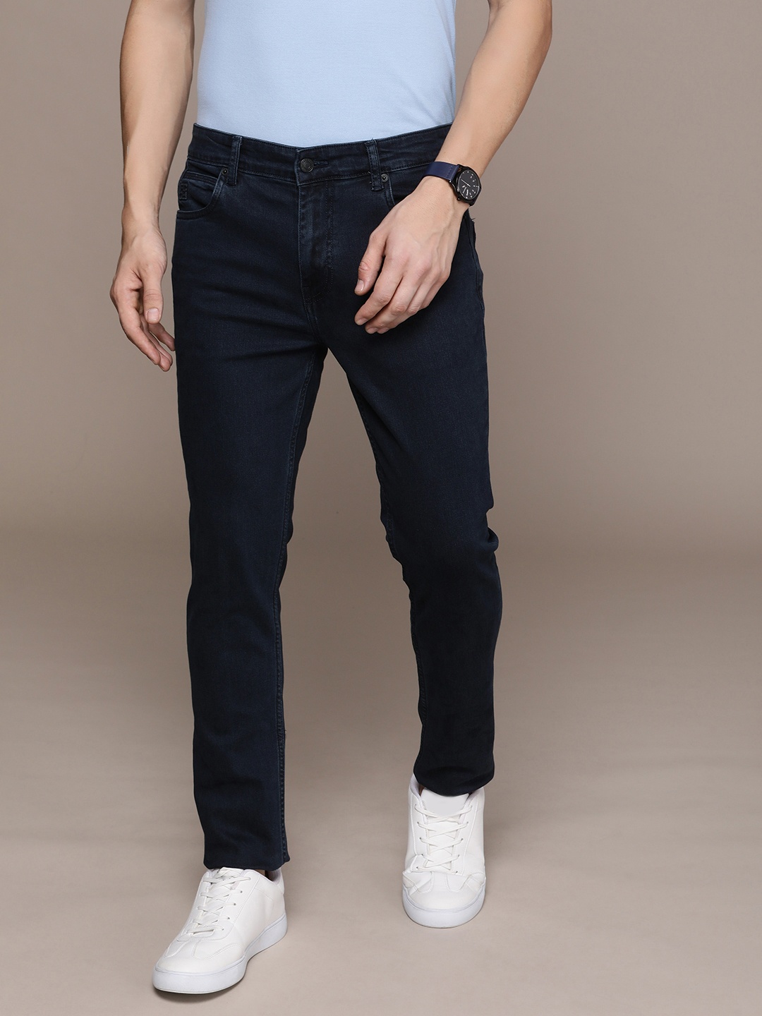 

French Connection Men Slim Fit Mid-Rise Stretchable Jeans, Navy blue