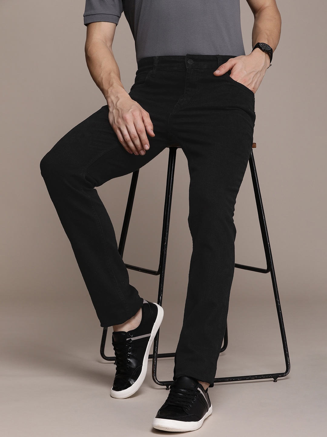 

French Connection Men Mid-Rise Slim Fit Stretchable Jeans, Black