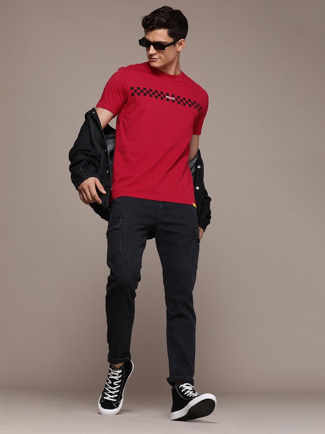 

FCUK Men Pure Cotton Printed Casual T-shirt, Red