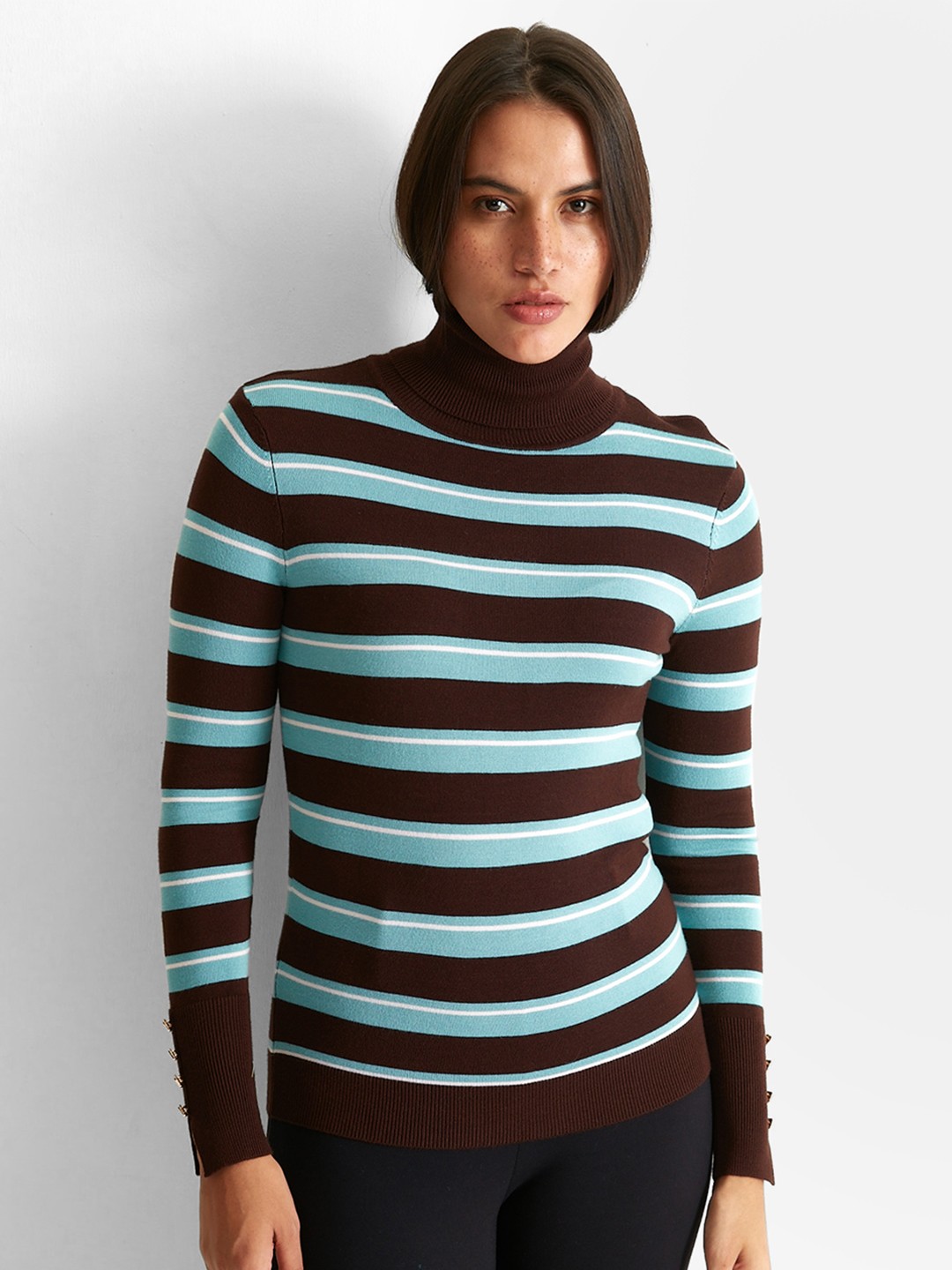 

COVER STORY Women Striped Pullover, Brown