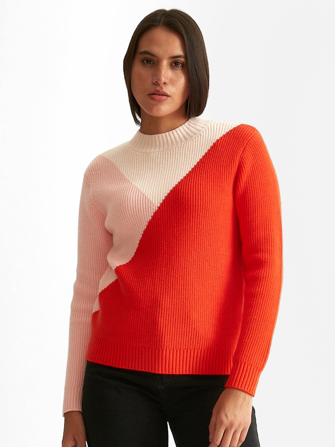 

COVER STORY Women Colourblocked Pullover, Orange