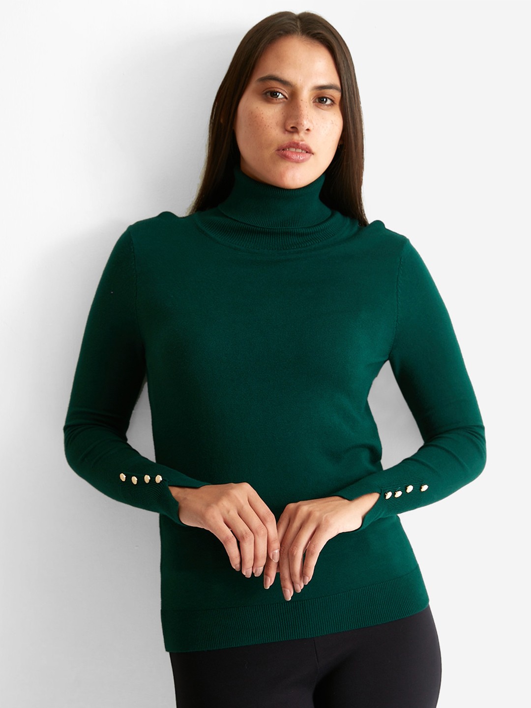 

COVER STORY Women Turtle Neck Pullover, Green