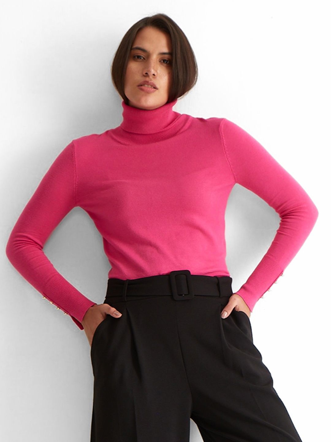 

COVER STORY Women Turtle Neck Pullover, Fuchsia
