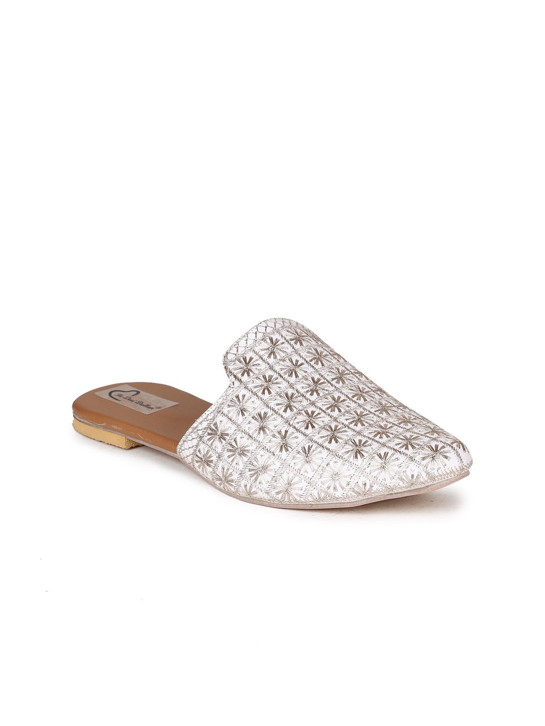 

The Desi Dulhan Women Embroidered Ethnic Mules, White