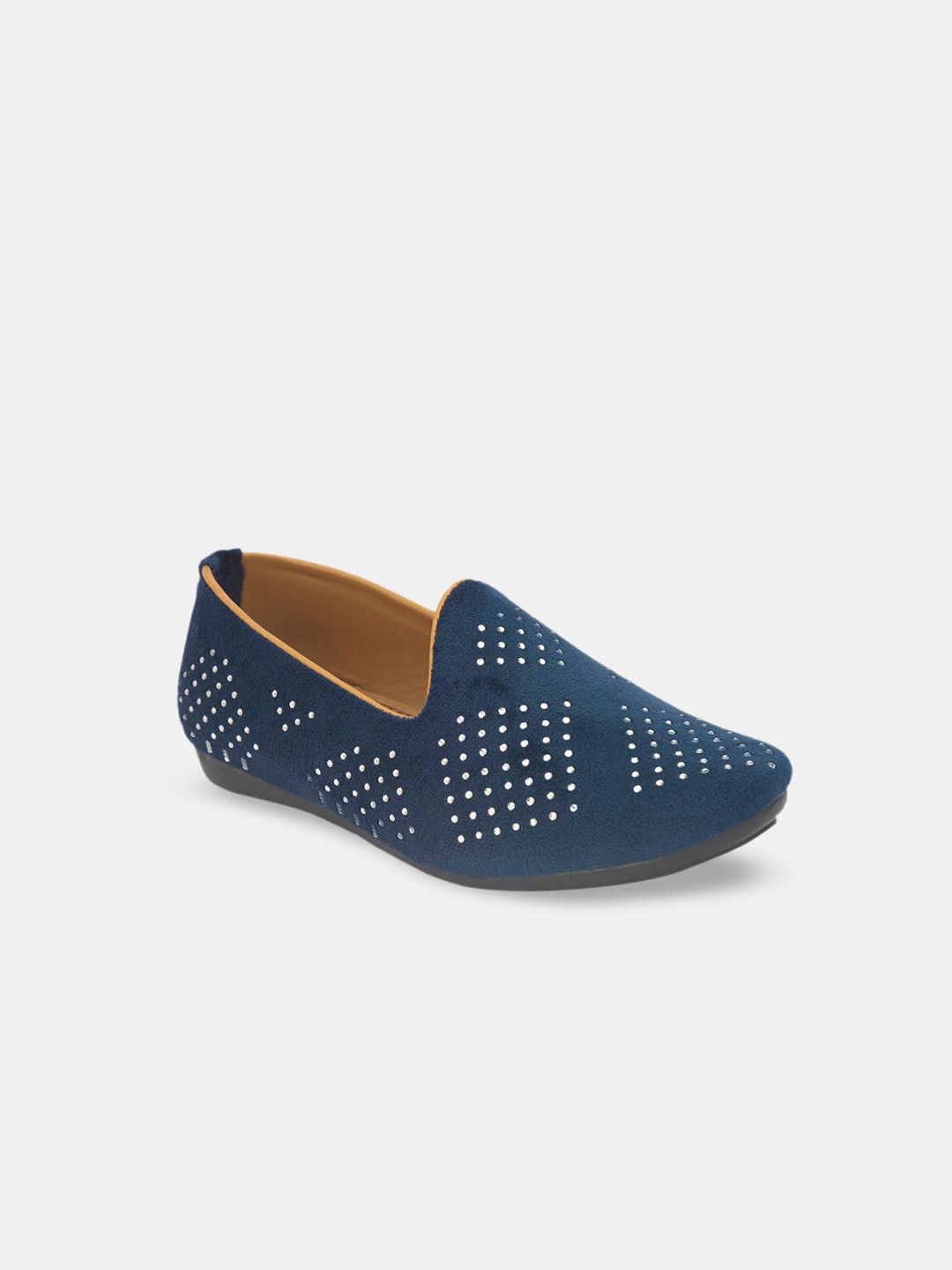 

Hopscotch Girls Printed Leather Mojaris, Blue