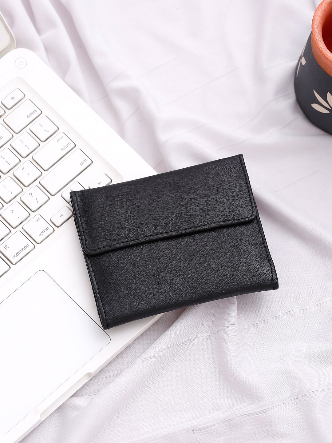 

Suvaska Women Black Leather Two Fold Wallet