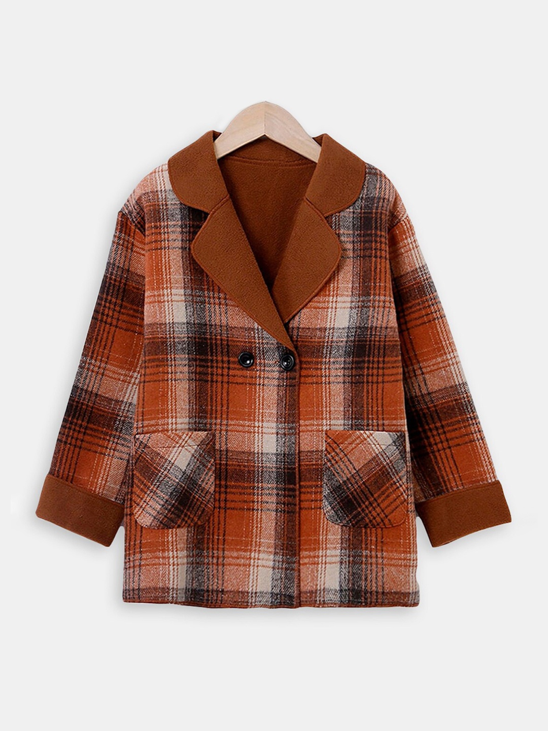 

Hopscotch Girls Checked Overcoat, Brown