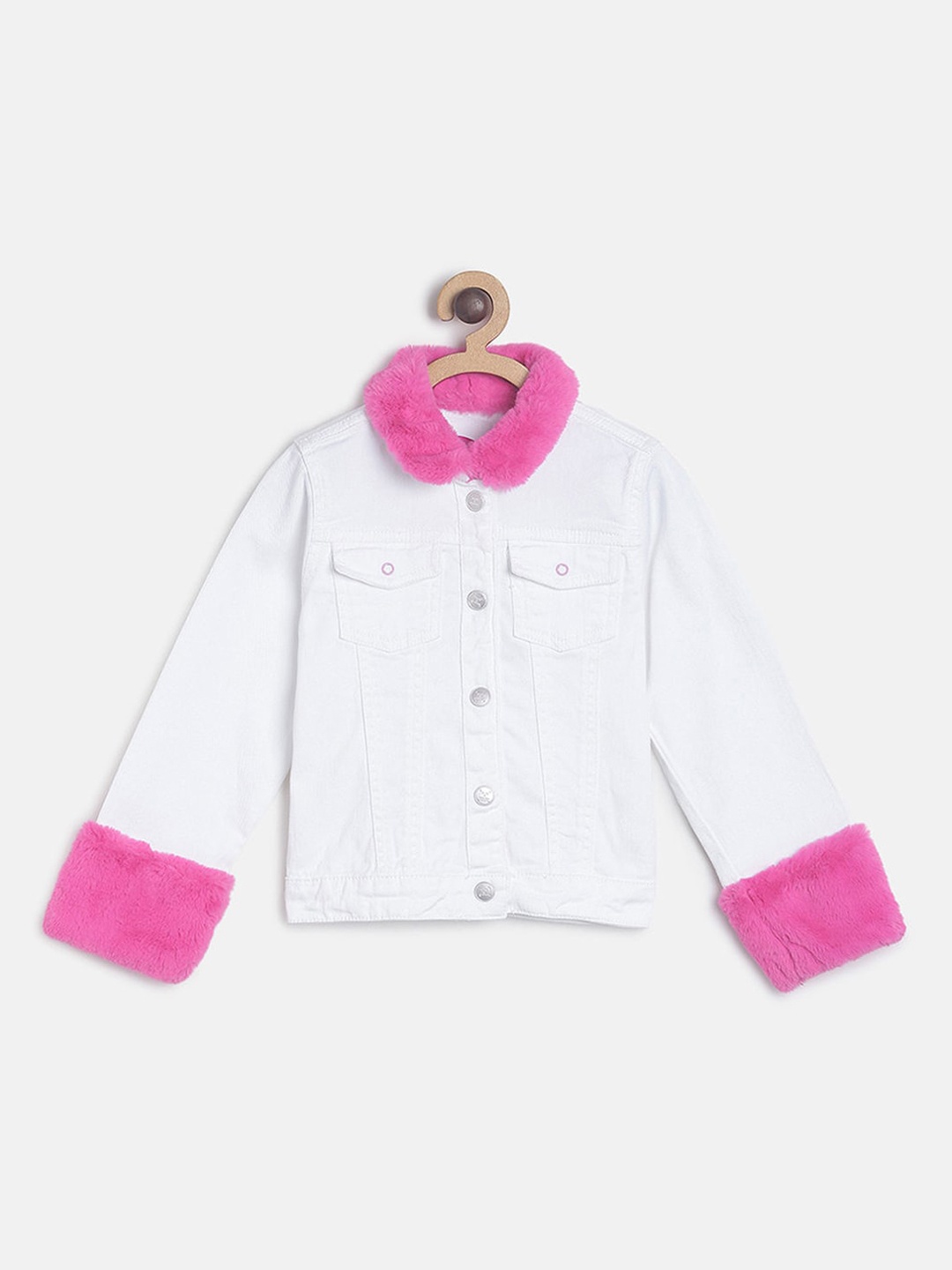 

Hopscotch Girls Solid Denim Jacket, White
