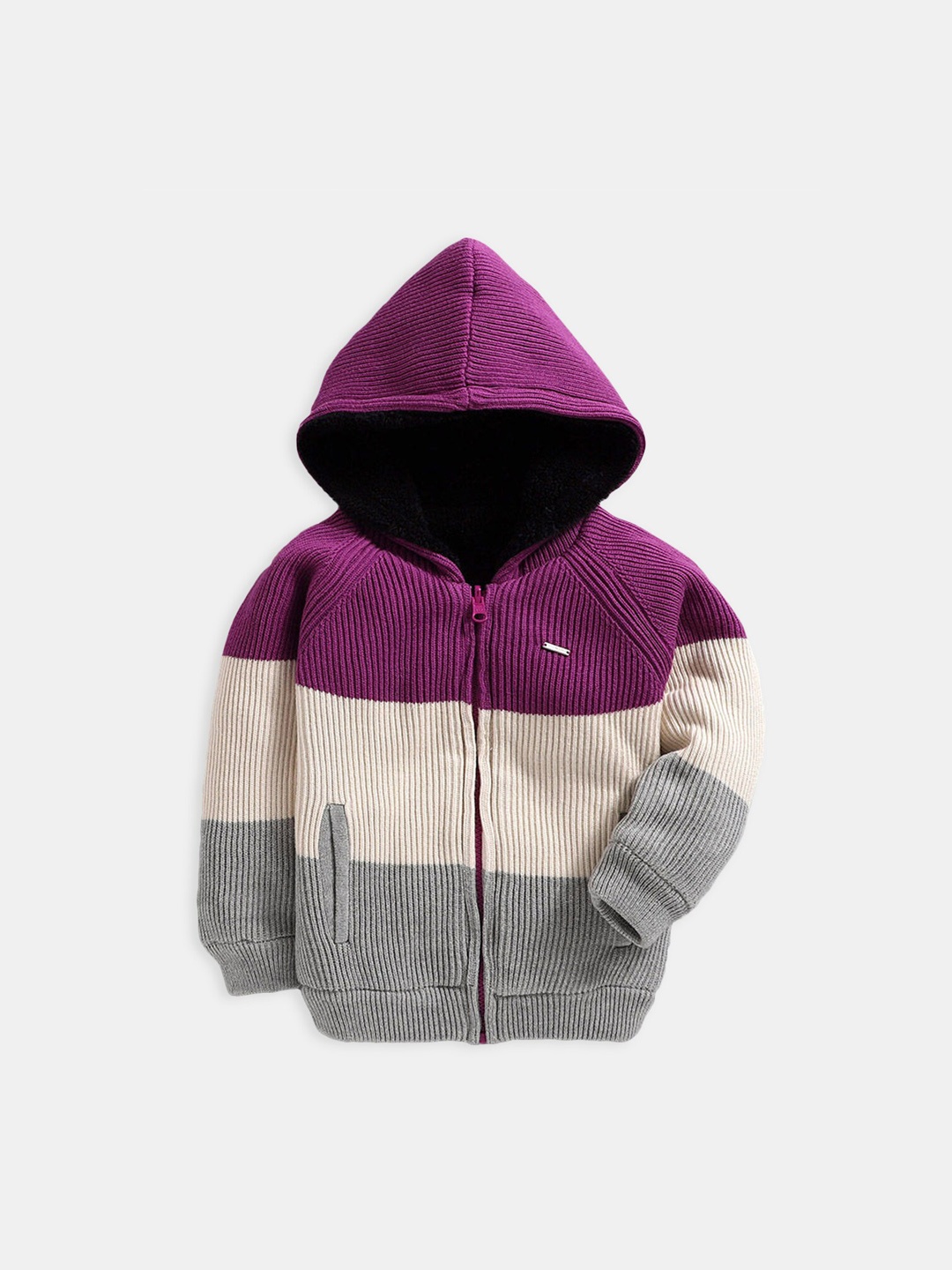 

Hopscotch Girls Colourblocked Hooded Outdoor Sporty Jacket, Purple