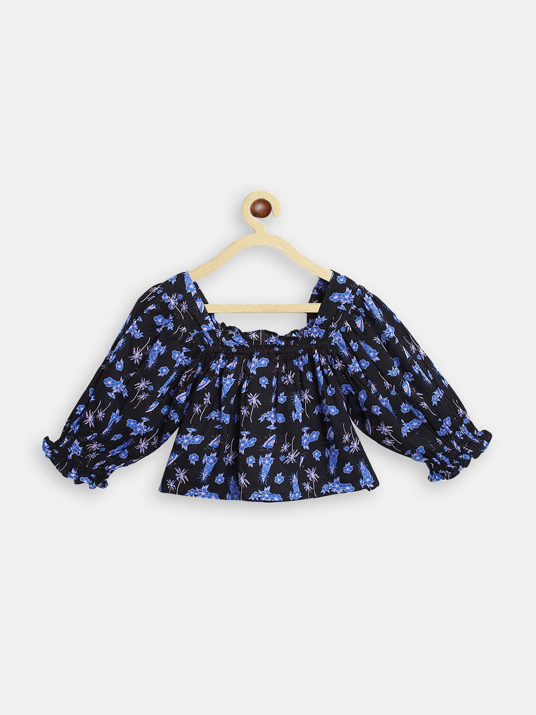 

Hopscotch Floral Print Blouson Top, Blue