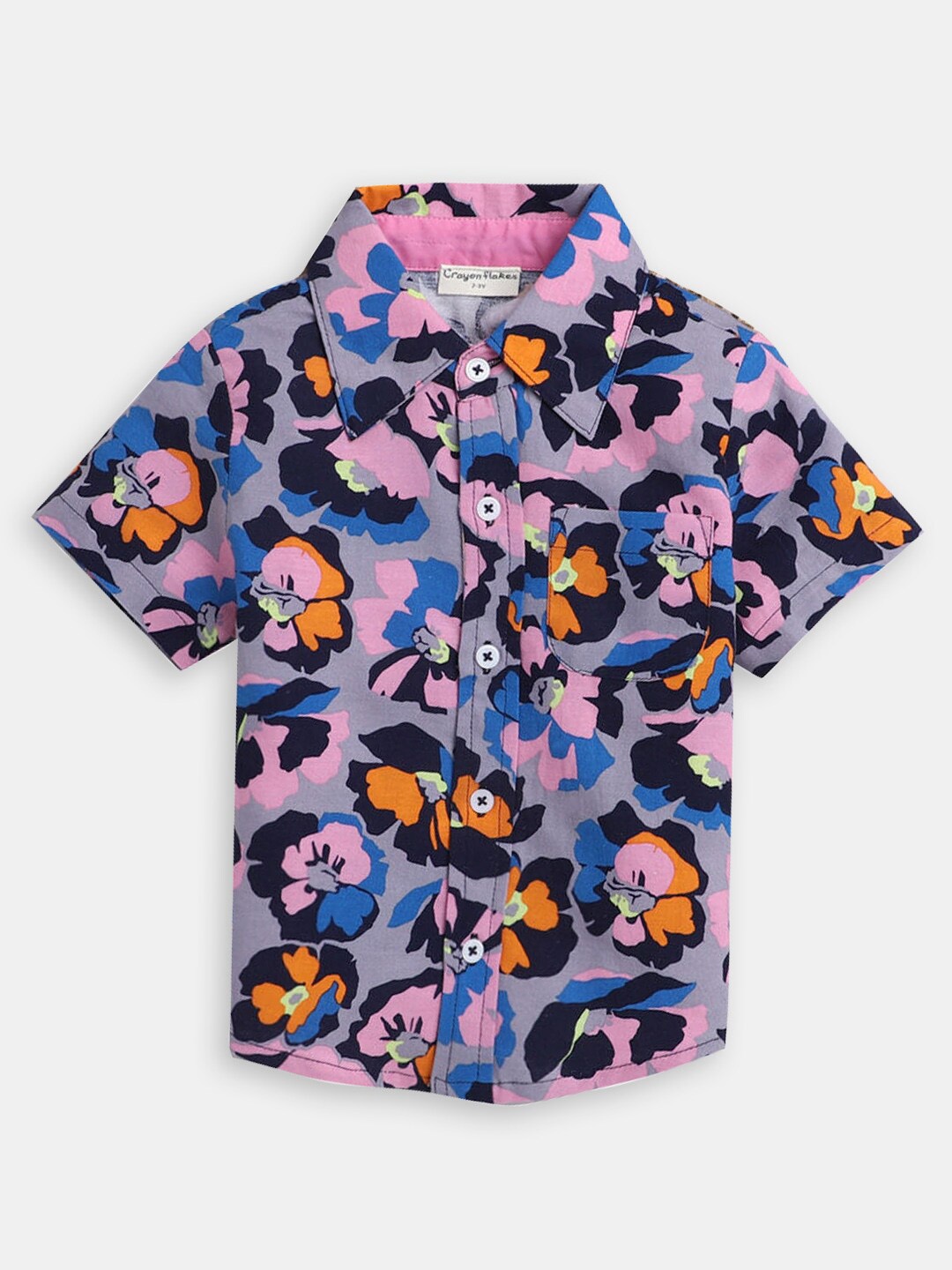 

Hopscotch Boys Classic Floral Printed Casual Shirt, Grey
