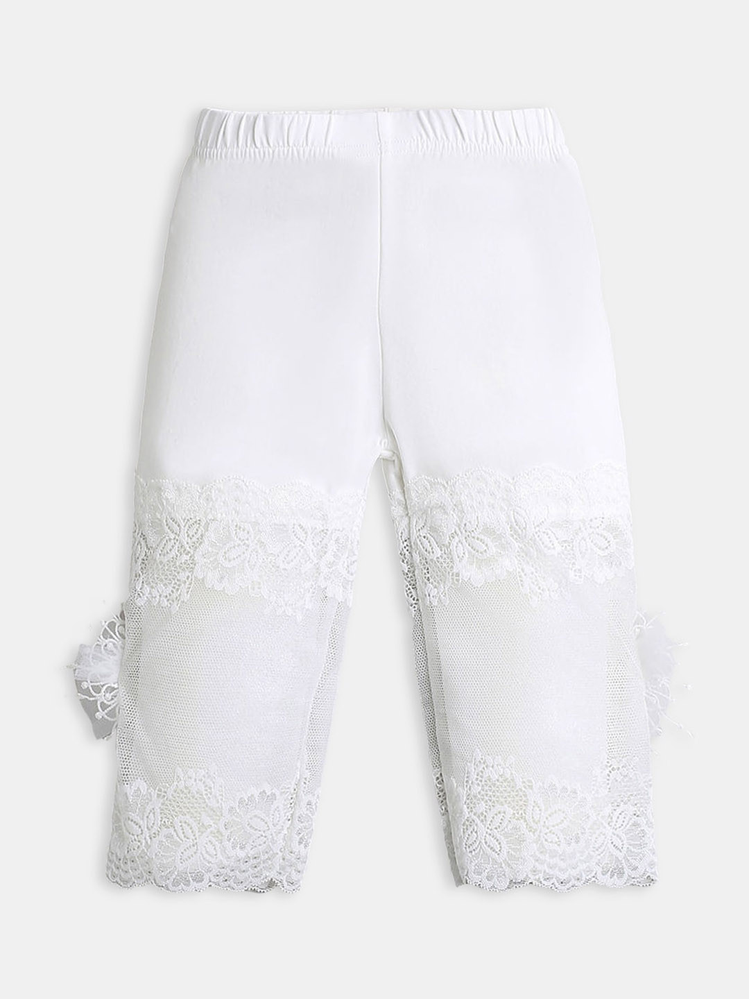 

Hopscotch Girls Self-Design Laced Ankle-Length Leggings, White